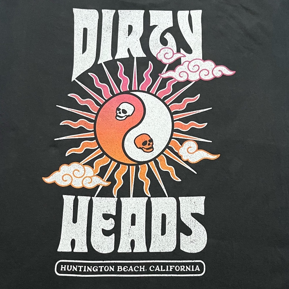 🎸 '23 Dirty Heads Band Yin & Yang Skull Tropical Huntington Beach CA Grey Tee - Picture 4 of 12